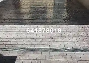 Patio hormigón impreso, moldes imitación la madera